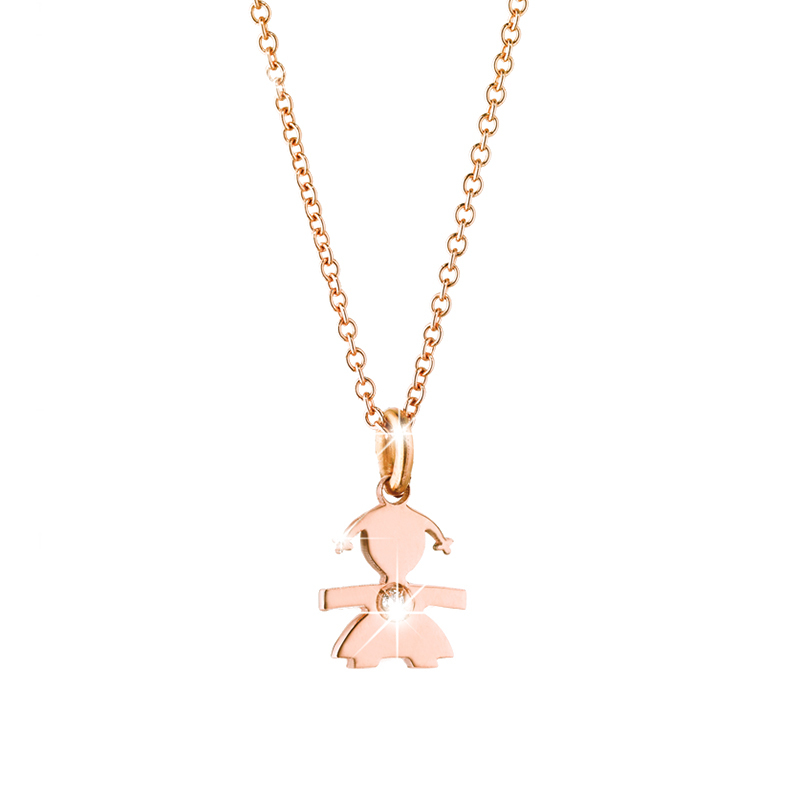 Le Bebe Collana Con Bimba Le Bebè - Briciole - Collana bimba oro rosa diamante, LBB 322