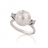 Anello in oro bianco con perla e diamanti
