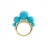Anello in oro giallo, pavé di diamanti e sfere in turchese