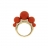 Anello in oro giallo, pavé di diamanti e sfere in corallo rosso